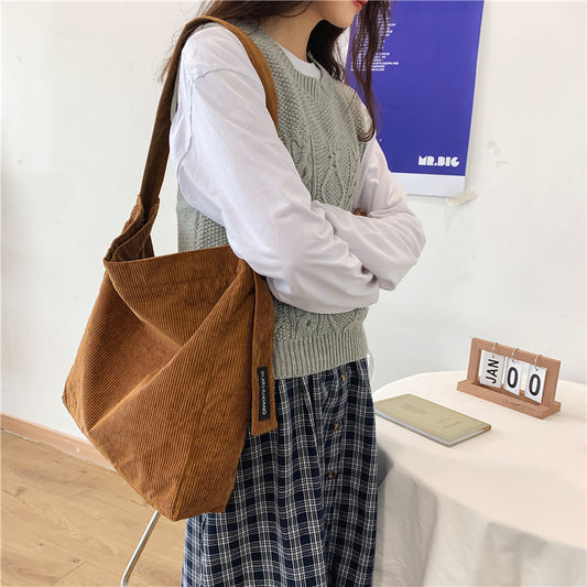 TSONG Corduroy Crossbody Bag New Women's Large Capacity Multi-Function Suitable for School Shoulder Bag #8033