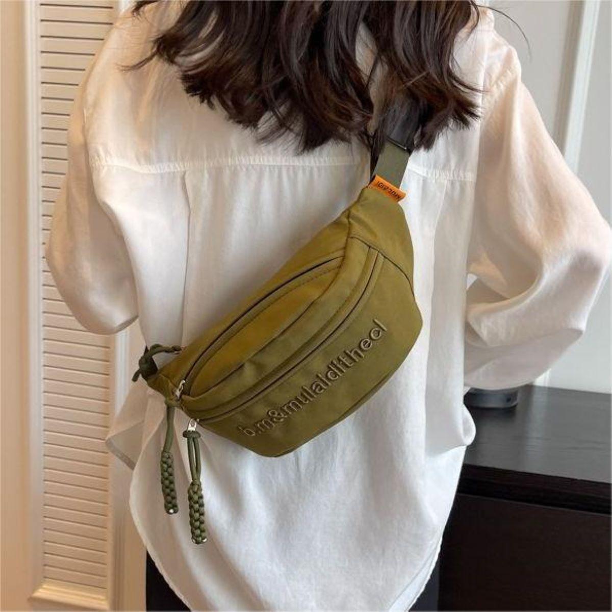 TSONG Waist Bag Embroidered For Men And Women Crossbody Bag Waist Bag Fashion Belt Bag Knit Rope Zipper Chest Bag 6221