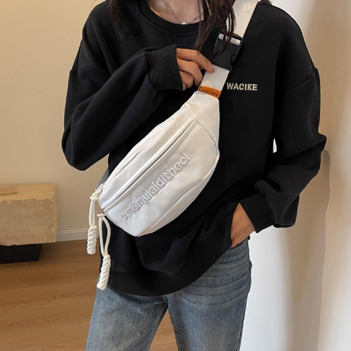 TSONG Waist Bag Embroidered For Men And Women Crossbody Bag Waist Bag Fashion Belt Bag Knit Rope Zipper Chest Bag 6221