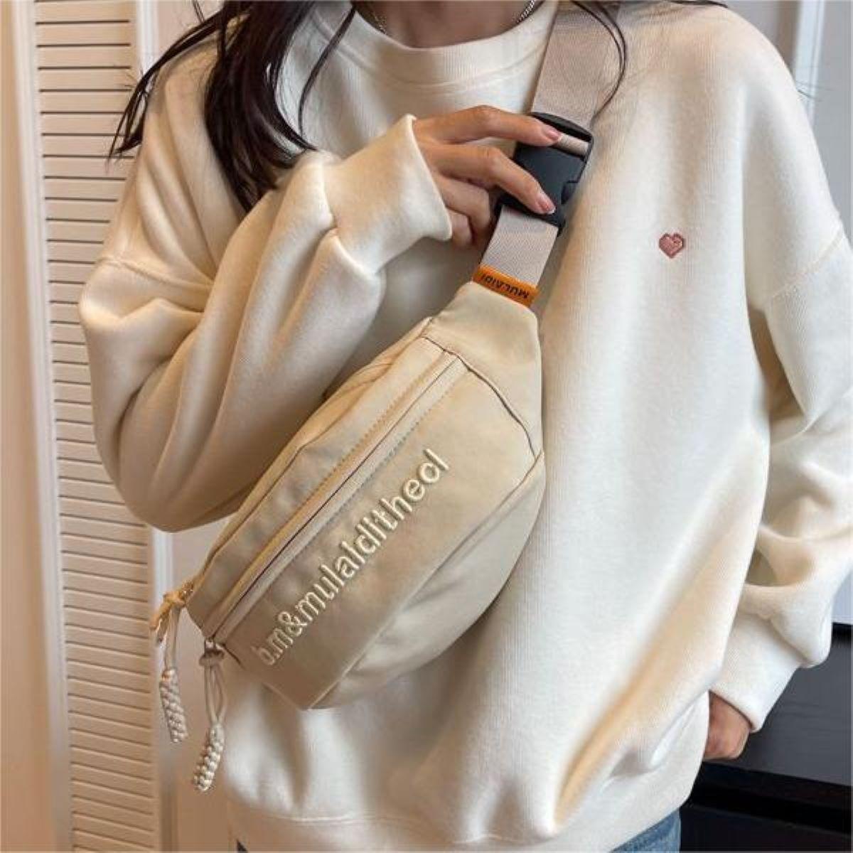 TSONG Waist Bag Embroidered For Men And Women Crossbody Bag Waist Bag Fashion Belt Bag Knit Rope Zipper Chest Bag 6221